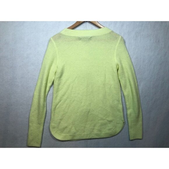 LOFT Textured Shirttail Sweater Neon Yellow 498560 Crew Neck Knit Womens Small S - Picture 3 of 8